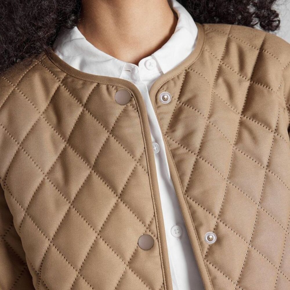 Women's Quilted Jacket - A New Day Khaki L - Picture 5 of 6